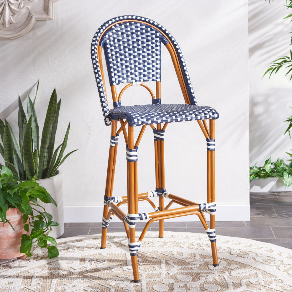 Safavieh California Bar Stool, Navy/White