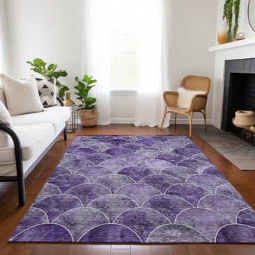 Machine Washable Indoor/Outdoor Chantille ACN594 Purple 2''6" x 3''10" Rug