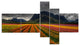 Beautiful Colored Tulips Panorama, Large Landscape Canvas Art, 60"x32", 5 panels