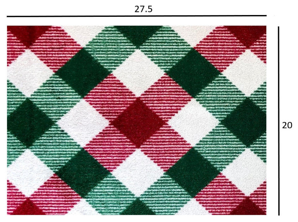 2' x 3' Red and Green Plaid Washable Floor Mat
