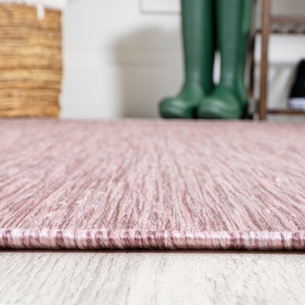 Ethan Modern Flatweave Solid, Pink, 9 X 12