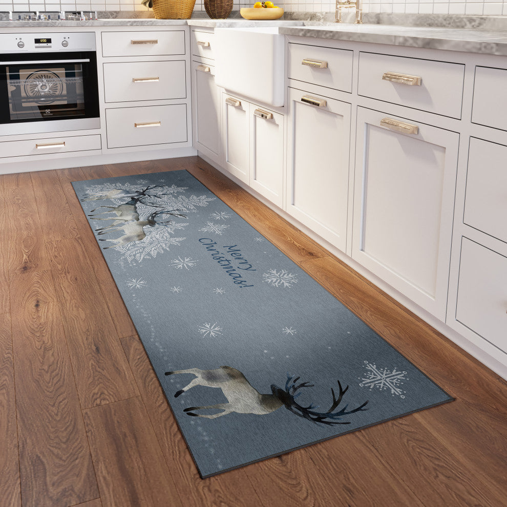 Indoor/Outdoor Wonderland WN2 Grey Machine Washable 2'3" x 7'6" Runner Rug