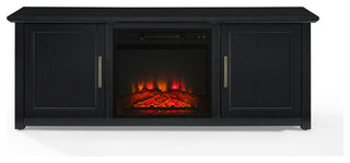 Camden 58" Low Profile TV Stand With Fireplace Black