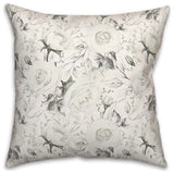 White Grayscale Roses 5 20x20 Spun Poly Pillow