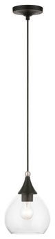 Catania 1 Light Black With Brushed Nickel Accents Mini Pendant