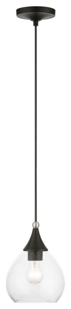 Catania 1 Light Black With Brushed Nickel Accents Mini Pendant