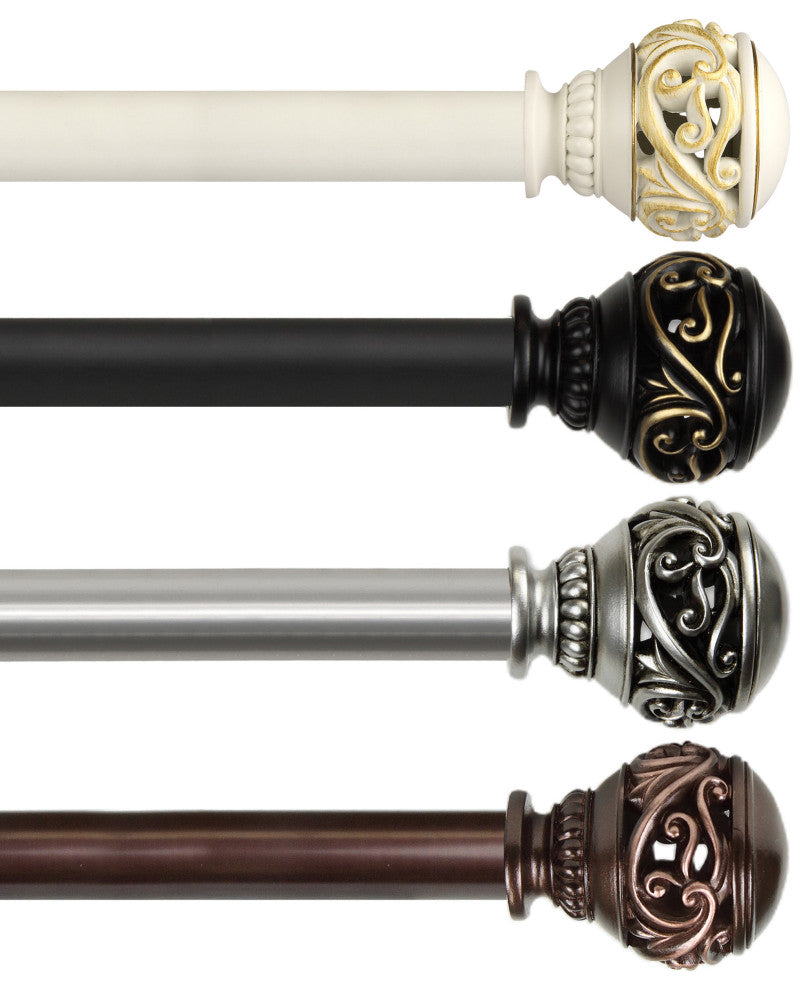 Claudia 1" Curtain Rod, White, 48-84"