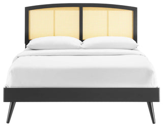 Sierra Cane and Wood Full Platform Bed With Splayed Legs MOD-6700-BLK
