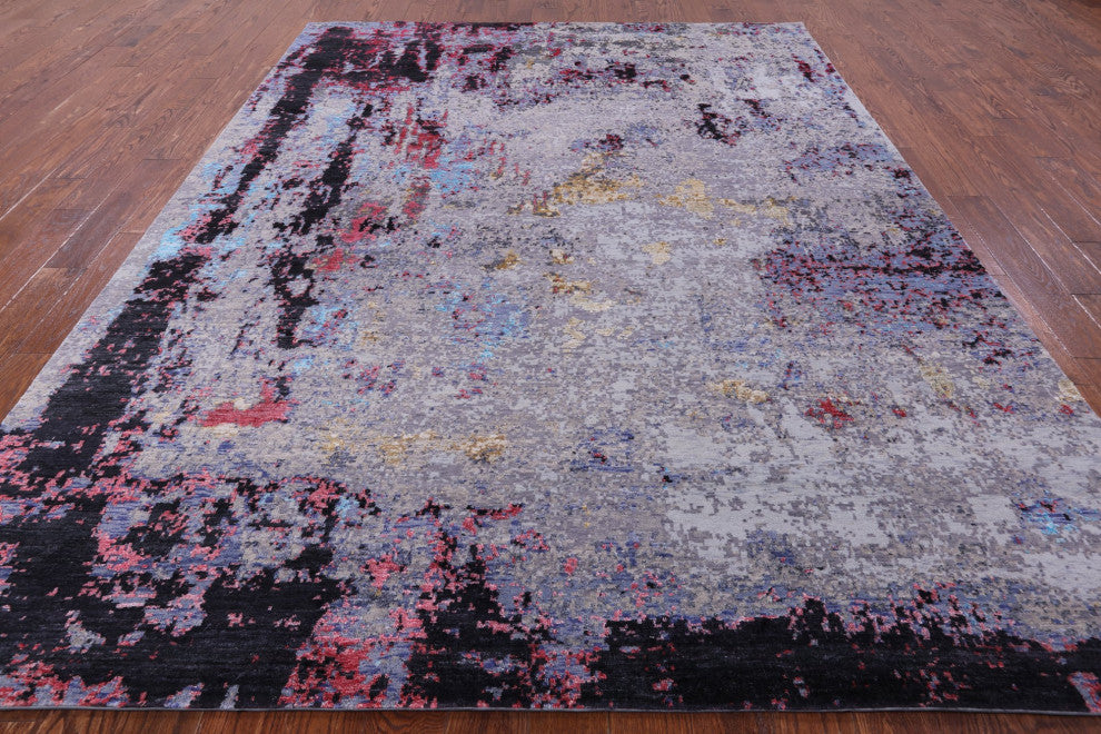 Hand Knotted Wool and Silk Modern Rug 7' 11" X 10' 3" Q7228