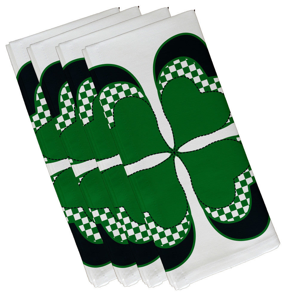 4 Leaf Clover, Holiday Floral Print Napkin, Set of 4, Green