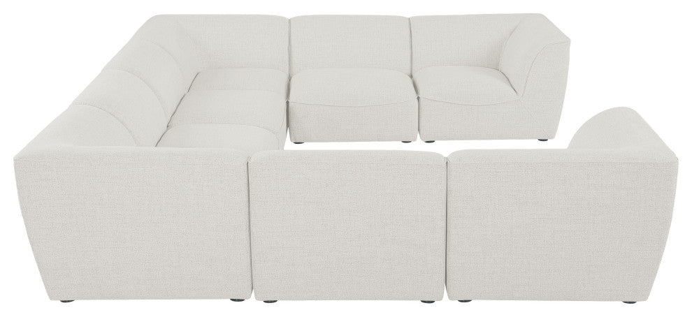 Miramar Linen Textured Fabric  8-Piece Modular U-Shaped Sectional, Cream