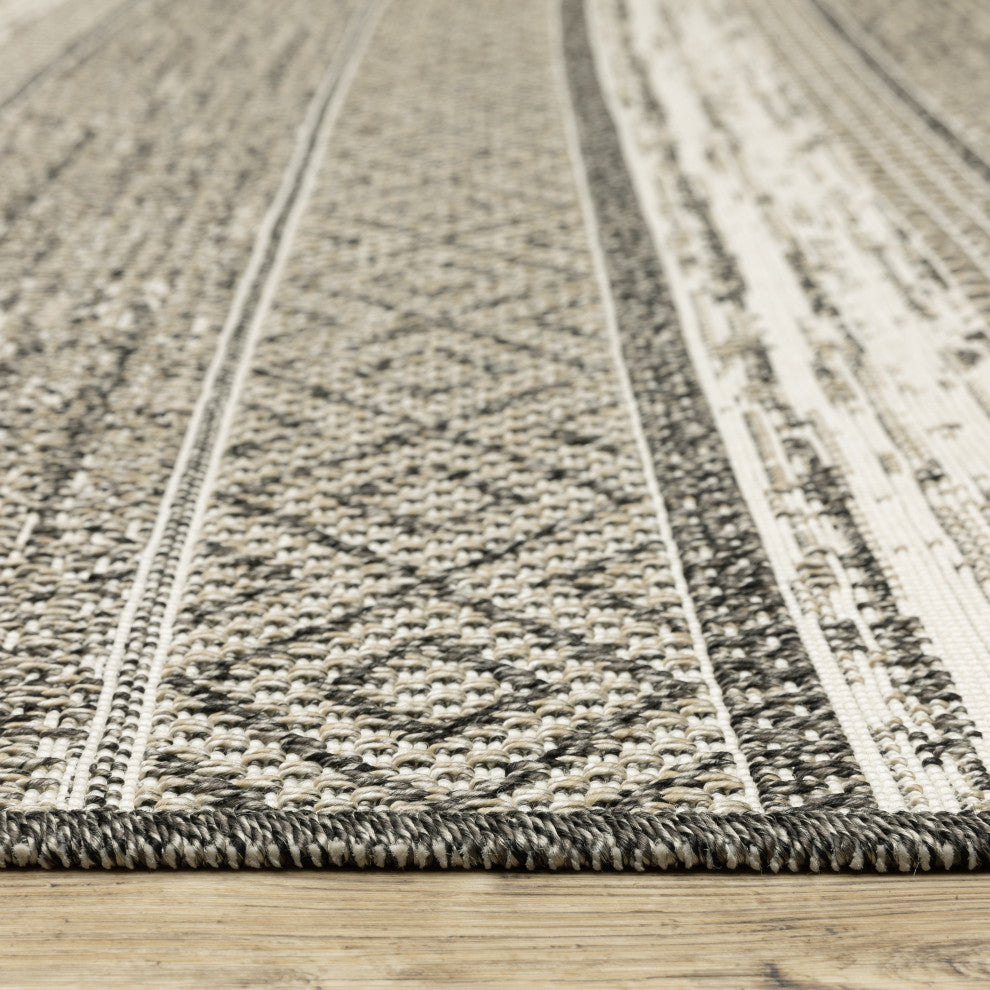 Genoa Southwestern Beige/ Black Flatwoven Indoor-Outdoor Rug Runner 1'10" x 7'6"