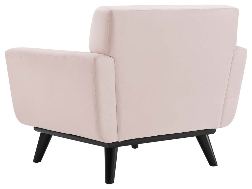 Tufted Armchair Accent Chair, Velvet, Pink, Modern, Living Lounge Hospitality