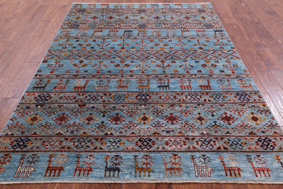 5' 8" X 7' 11" Tribal Persian Gabbeh Handmade Wool Rug Q5446