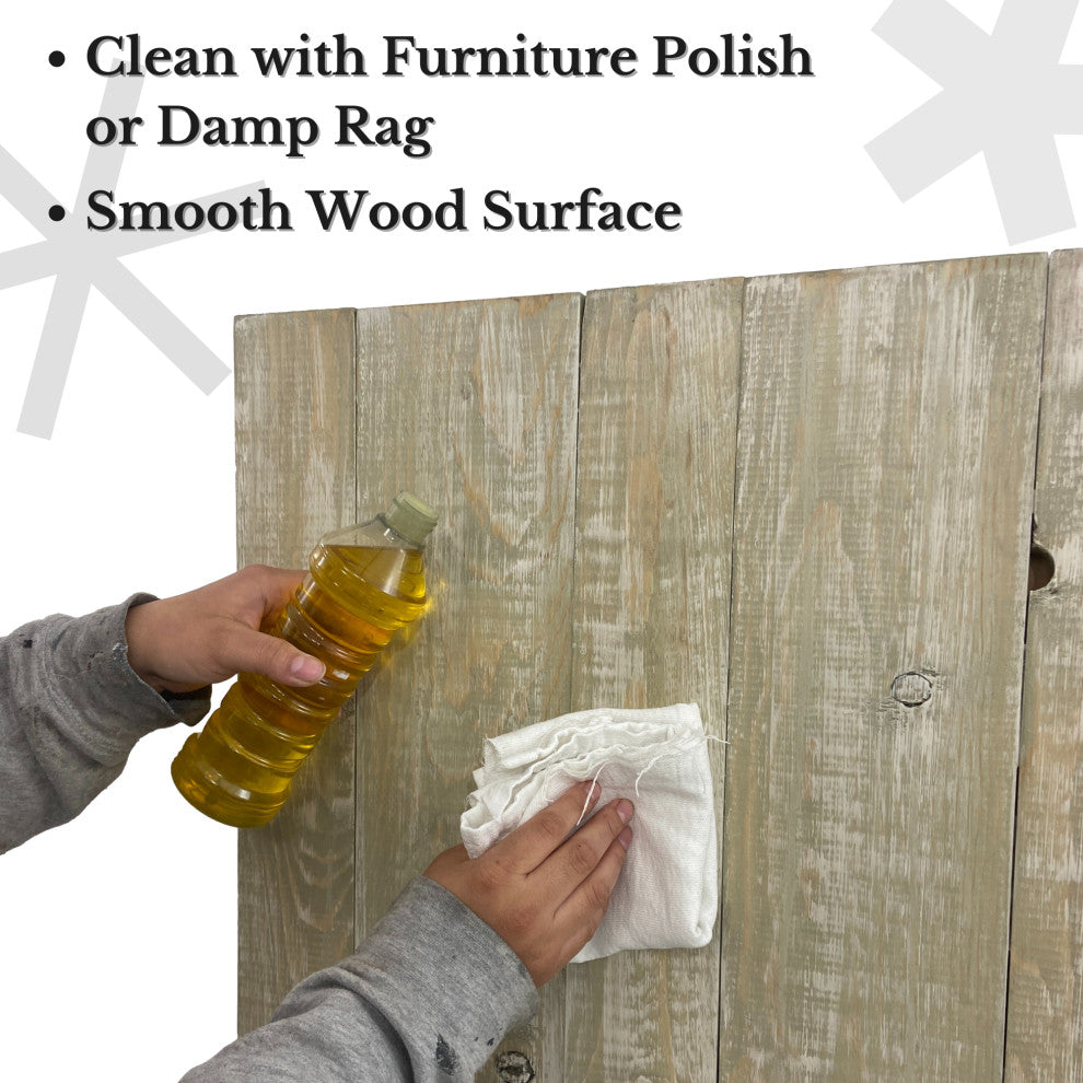 Solid Wood Headboard with Smooth Natural Wood Grain, Wall Mounted, Farmhouse, Sagewash, Queen