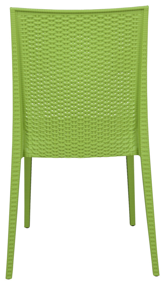 Leisuremod Weave Mace Indoor Outdoor Patio Chair, Set of 4, Green