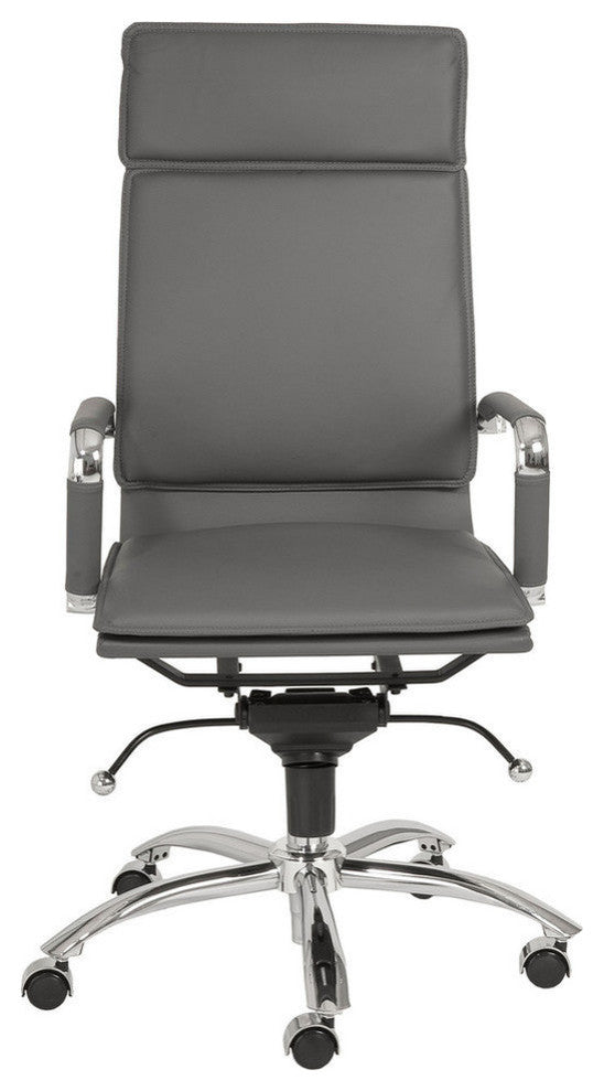 Gunar Pro High Back Office Chair, Gray Leatherette/Chrome