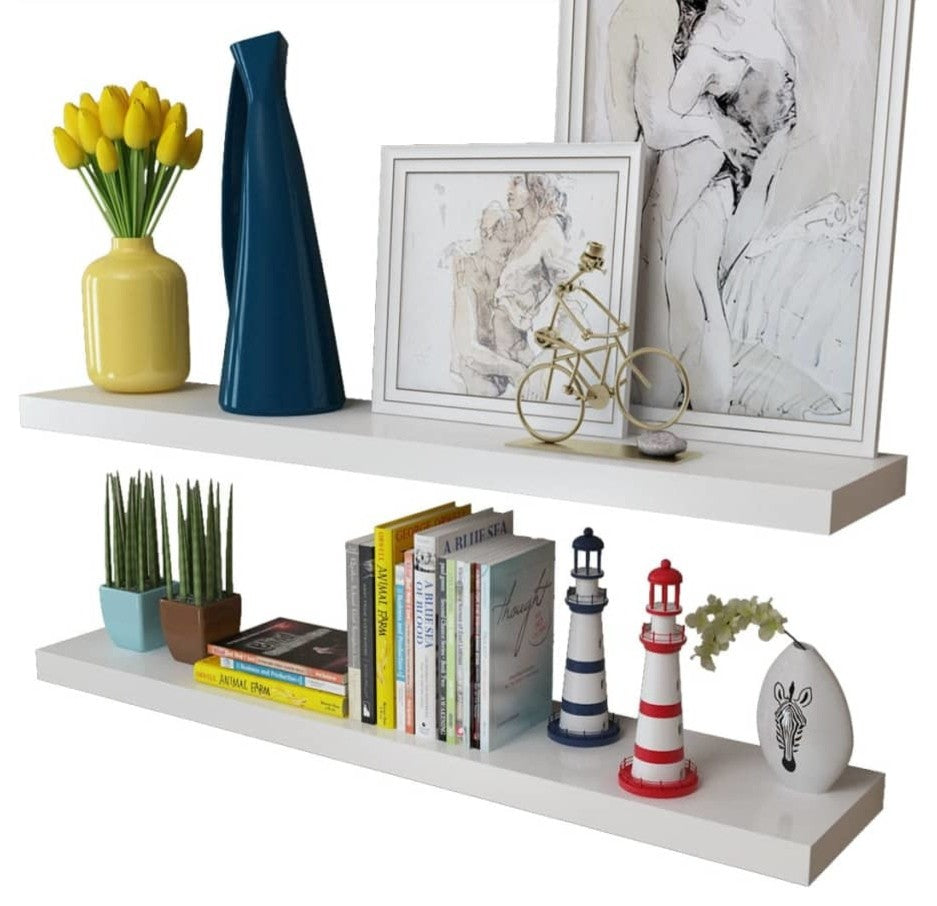 vidaXL Wall Shelves Floating Shelves Wall Mounted Display Shelves 4 Pcs White