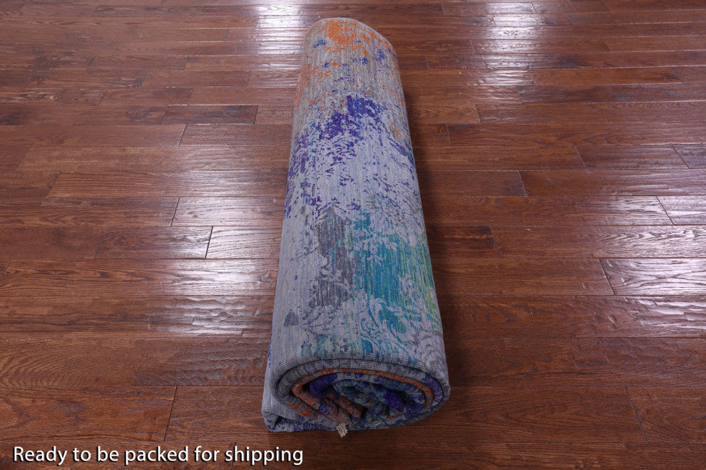 Handmade Abstract Wool and Silk Rug 9' 1" X 12' 0" Q11857