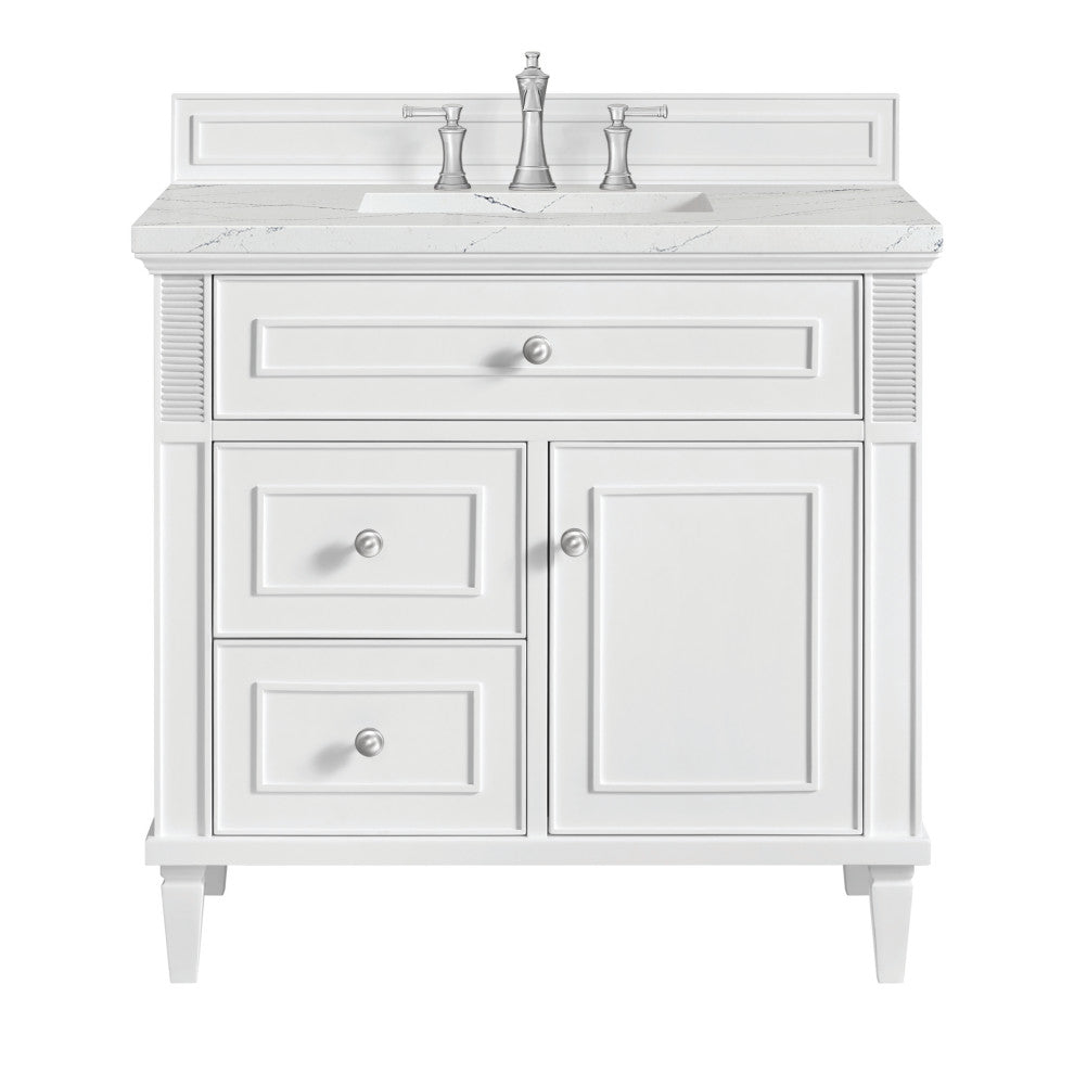 Lorelai 36" Single Vanity, Bright White, 3 CM Ethereal Noctis Top