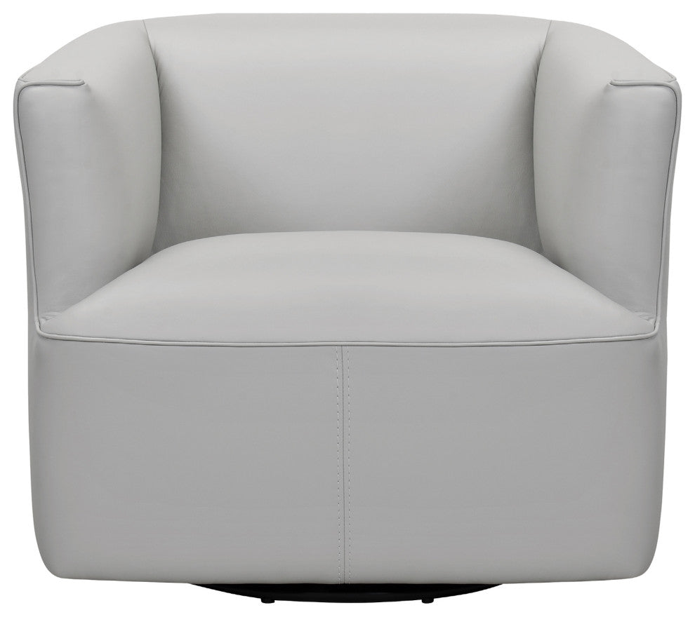 Whitney 45-Degree Return Swivel Genuine Leather Barrel Chair