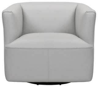 Whitney 45-Degree Return Swivel Genuine Leather Barrel Chair