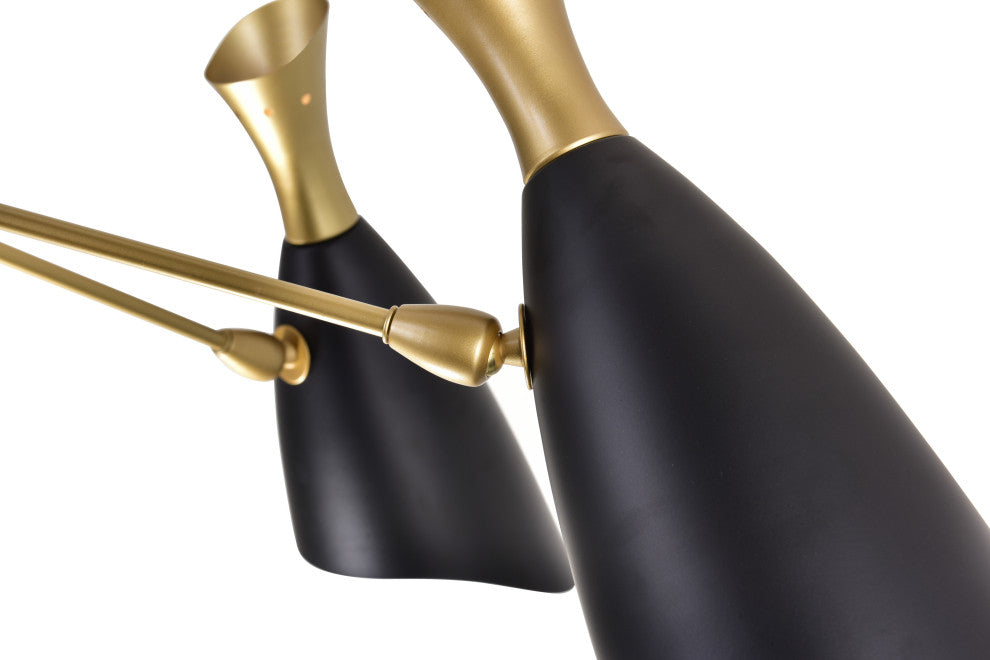 CWI LIGHTING 1016P43-6-129 12 Light Down Chandelier w Matte Black & Satin Gold