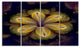 Black Yellow Fractal Flower Pattern, Abstract Canvas Print, 48"x28", 4 Panels