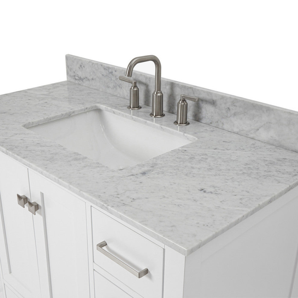 ARIEL Cambridge 43" Rectangle Sink Bath Vanity Carrara Marble