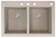 Radius 33" silQ Granite Double Bowl Kitchen Sink with 4 Holes in Cafe Latte