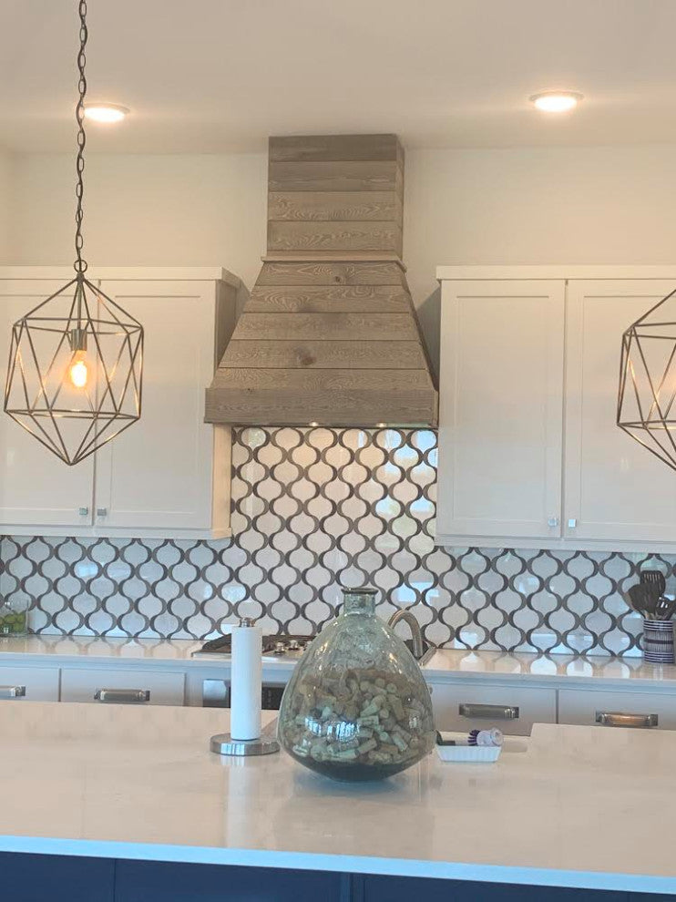 Castlewood Rustic Shiplap Chimney Range Hood - Light Gray, 42", 350 Cfm Economy