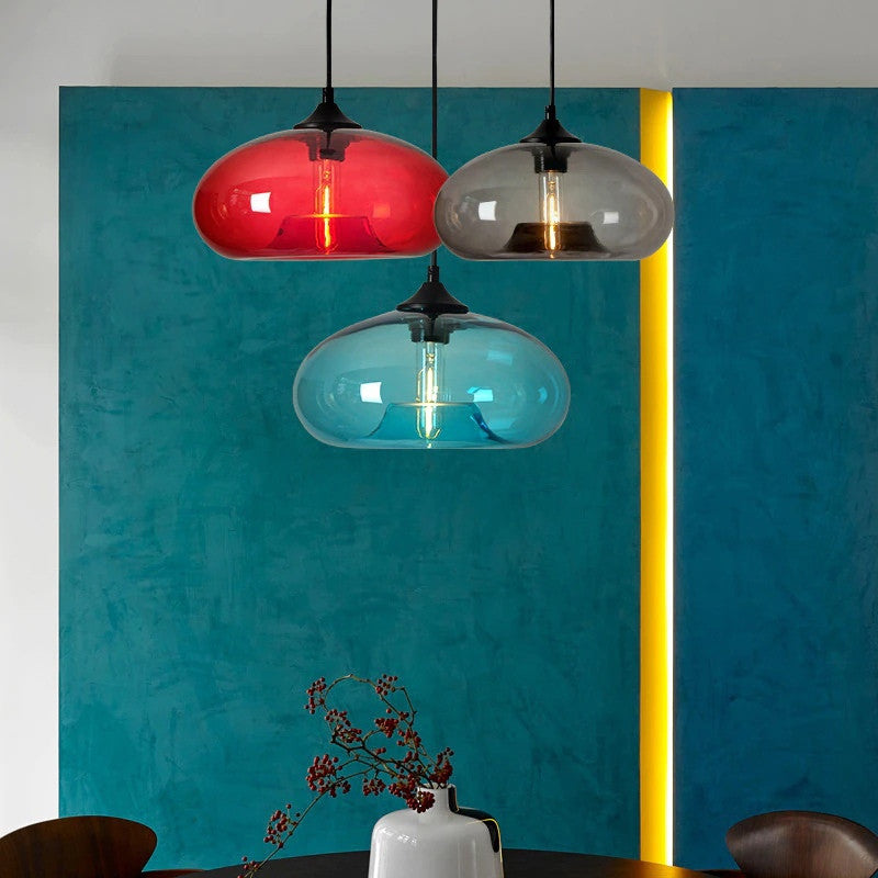 MIRODEMIÂ® Tourrettes-sur-Loup Loft Glass Pendant Lamp, Red