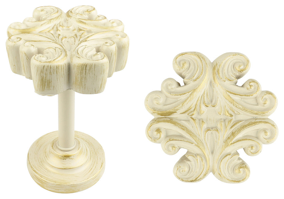 Urbanest Set of 2 Acanthus Medallion Drapery Holdback, Gilded French White
