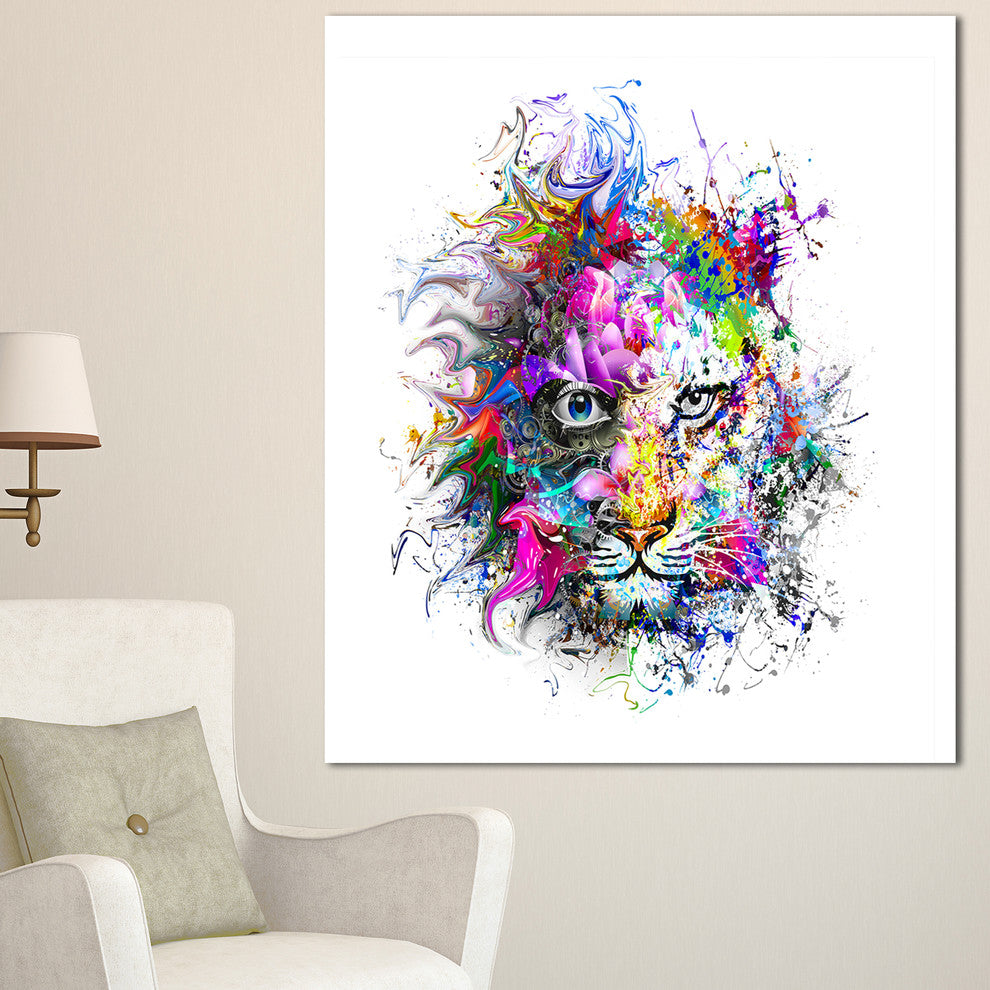 Tiger Face in Colorful Splashes, Abstract Wall Art Canvas, 30"x40"