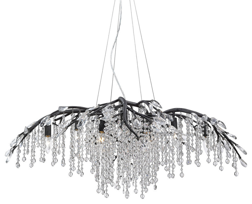 Autumn Twilight 12-Light Chandelier, Mystic Gold, Black Iron