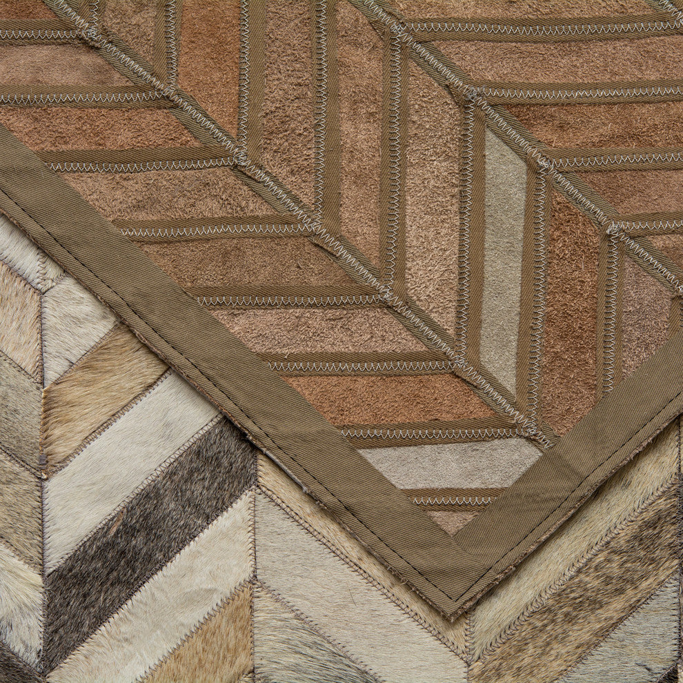 Cowhide Patchwork Rug, Apollo, Cassiterite, 6'x9'