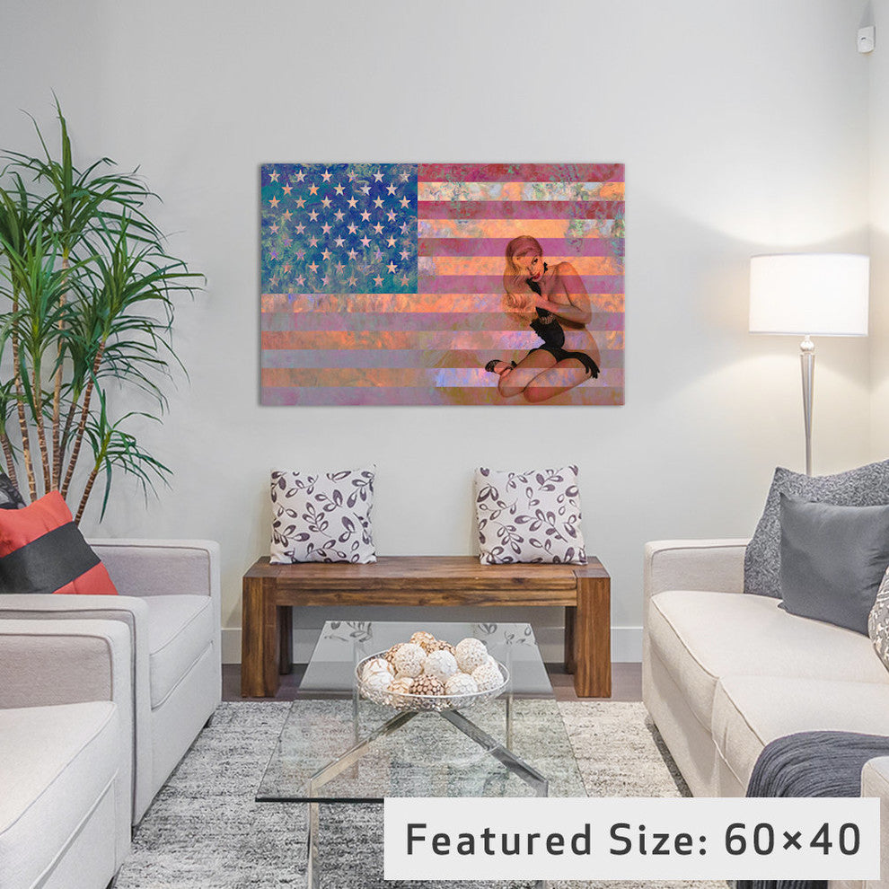 "USA Flag (Vintage Pinup) Gallery" by iCanvas, 40x26x1.5"