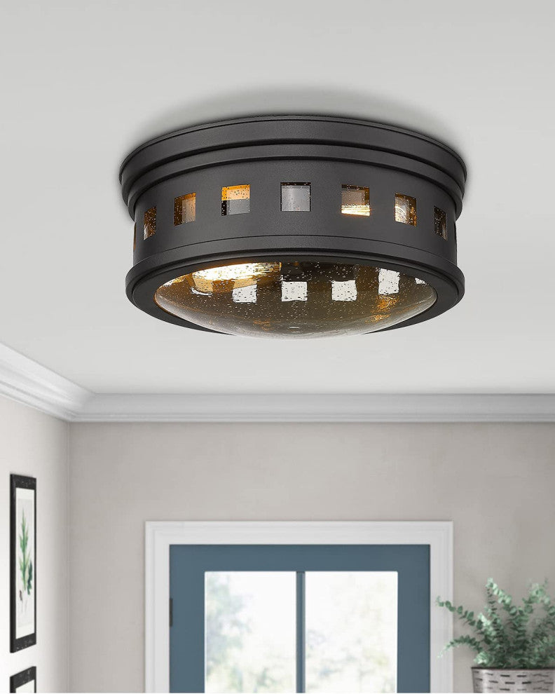 2 Light Flush Mount Ceiling Lamp, Industrial