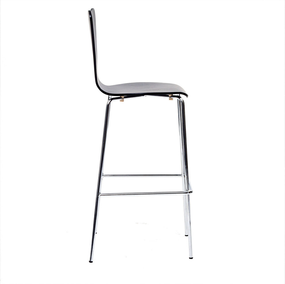 Modern Contemporary Dining Kitchen Wood Bar Stool Black