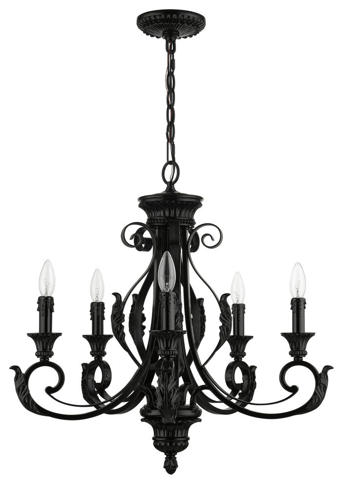 Valencia 5-Light Shiny Black Chandelier
