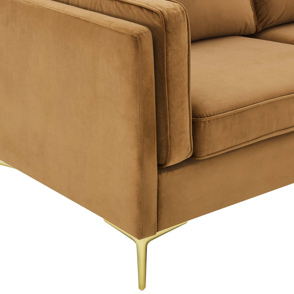 Kaiya Performance Velvet Sofa-Cognac