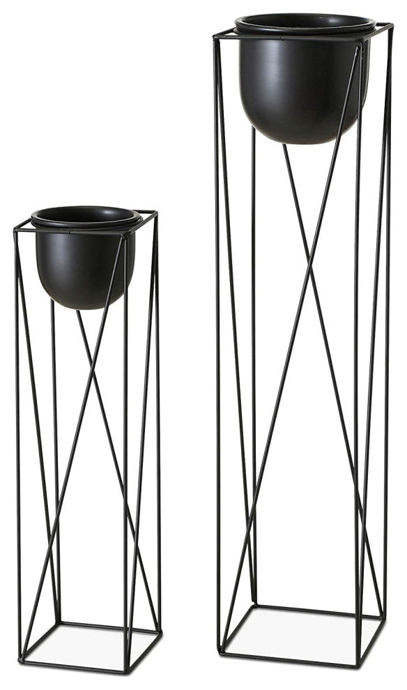 2 Piece Tall Plant Pots and Stand