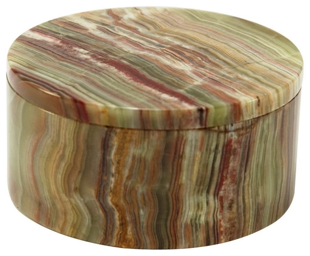 Eirenne Collection Whirl Green Onyx 5" Circular Keepsake Box