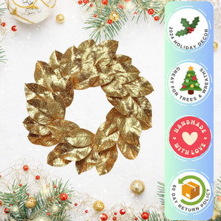 Gold Wreath Magnolia Leaf With Glitter 24" Front Door