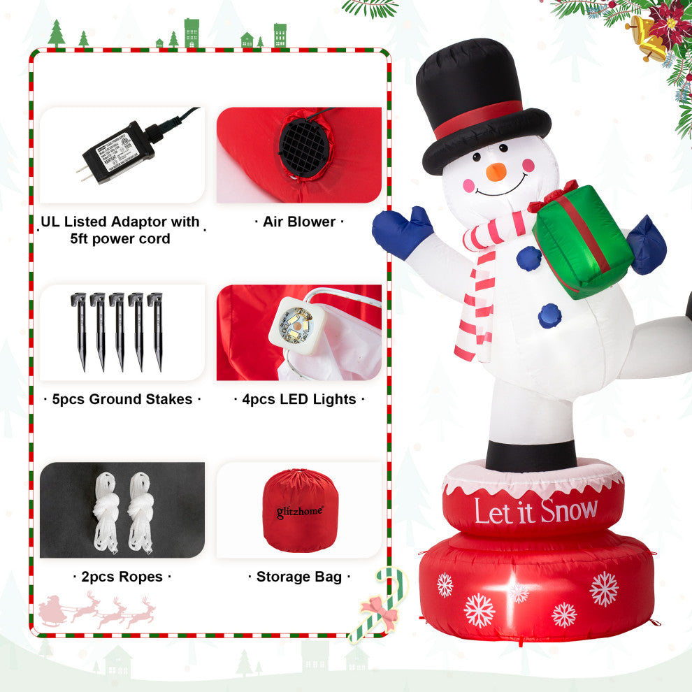 6FT Lighted Inflatable Rotating Snowman Decor