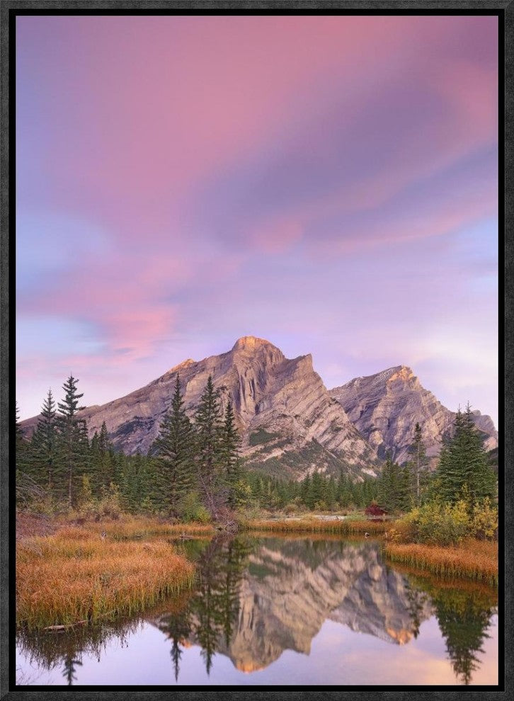 Mount Kidd and Trees Reflected In Pond, Alberta, Canada, 12"x16"