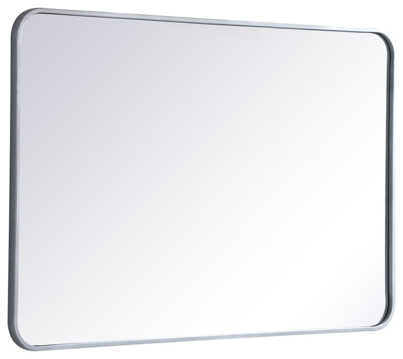 Ellis Soft Corner Metal Rectangular Mirror, Silver, 27"x40"