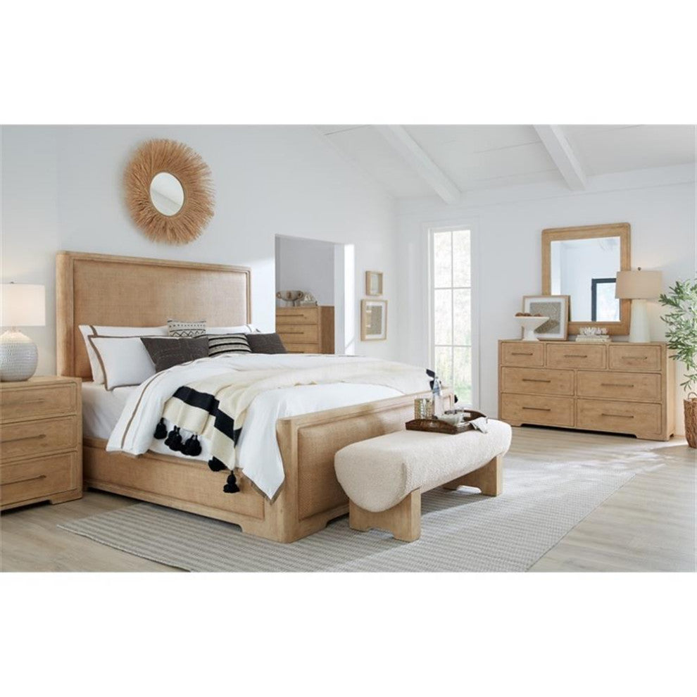 Retreat California King Wood Cane Panel Bed in Beige by Hooker Furniture