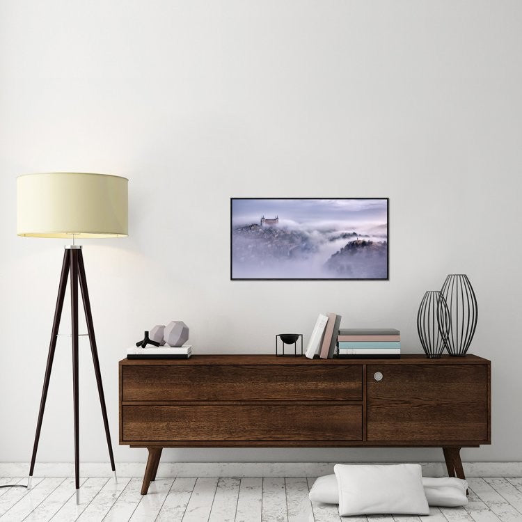 "Toledo City Foggy Morning" Framed Canvas Giclee by Jesus M. Garcia, 37x19"