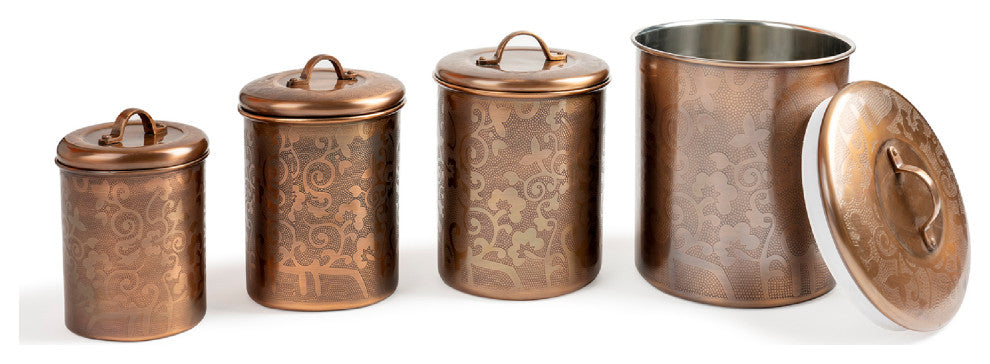 nu steel Etched Antique Copper 4 QT Canister